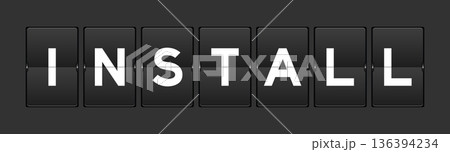 Black color analog flip board with word install on gray background Black color analog flip board with word install on gray background 136394234