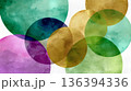 Abstract background with colorful circles in green, gold, purple, and blue. Represents Mardi Gras and the carnival theme, symbolizing farewell to winter. 136394336