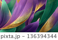 Abstract background with vibrant purple, green, and gold colors. Represents Mardi Gras and the carnival spirit, symbolizing a farewell to winter. 136394344