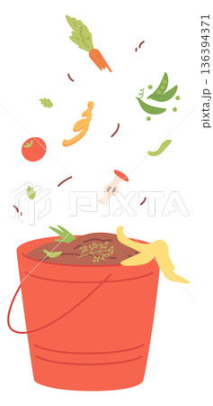 Organic waste recycling bucket for gardening compost scraps 136394371