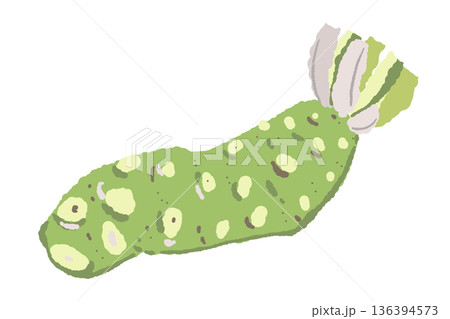 本わさび（根茎）のイラスト ゴツゴツした新鮮な一本わさび 136394573