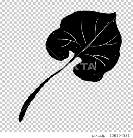Monochrome illustration of wasabi leaf Heart-shaped leaf silhouette icon Monochrome illustration of wasabi leaf Heart-shaped leaf silhouette icon 136394581