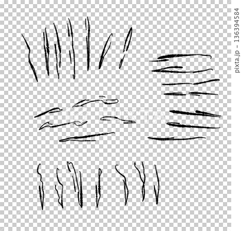 大葉（シソ）の千切りのモノクロイラスト 刺身のつまや薬味のシルエット 136394584