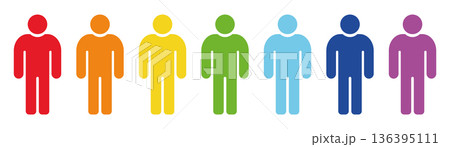 Colorful Human Figures Set Representing Diversity and Inclusion Concept for Society Demographics Teamwork Equality Community Identity and Multicultural People Illustration. Rainbow colors man icon Colorful Human Figures Set Representing Diversity and Inclusion Concept for Society Demographics Teamwork Equality Community Identity and Multicultural People Illustration. Rainbow colors man icon 136395111