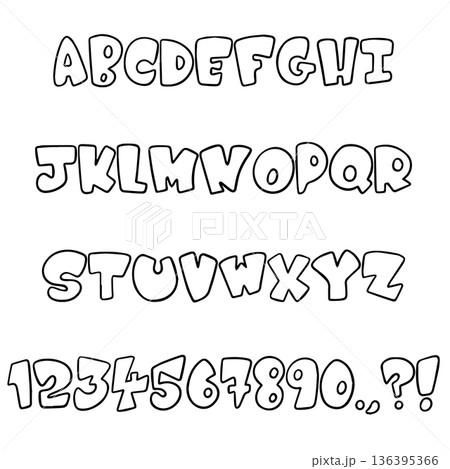 Cartoon bubble handwritten sketch typography font lettering ABC cartoon vector text Cartoon bubble handwritten sketch typography font lettering ABC cartoon vector text 136395366