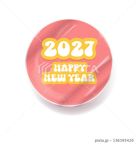 2027 happy New year retro groovy aesthetic sticker design isolated on white background. Vintage 2027 New year day motto sticker, tag, retro label, banner, ribbon, label png with quote. New year text 2027 happy New year retro groovy aesthetic sticker design isolated on white background. Vintage 2027 New year day motto sticker, tag, retro label, banner, ribbon, label png with quote. New year text 136395420