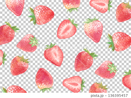 水彩いちごの壁紙 136395457
