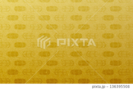 シームレスなゴールド和柄パターン。鷹の羽の模様。 136395508