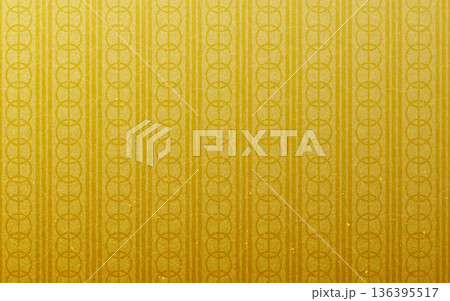 シームレスなゴールド和柄パターン。曲輪繋ぎ模様。 136395517