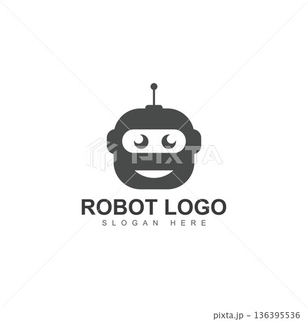 robot logo design. robot logo icon vector illustration silhouette 136395536