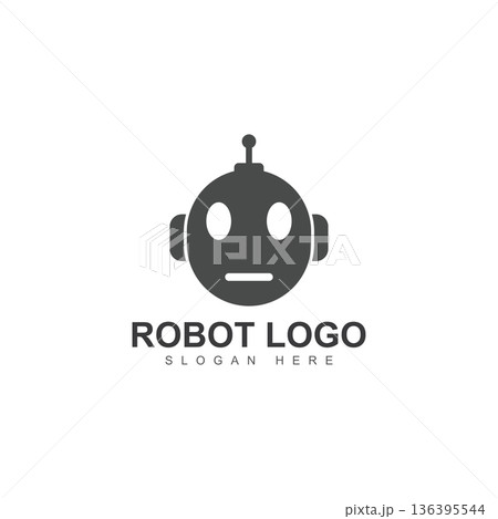robot logo design. robot logo icon vector illustration silhouette robot logo design. robot logo icon vector illustration silhouette 136395544