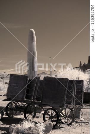 Goldfield Arizona, Restored Desert Mining Ghost Town Sepia Toned 136395704