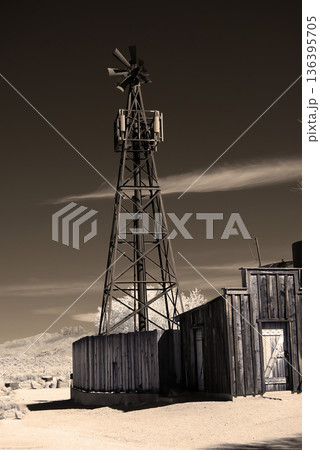Goldfield Arizona, Restored Desert Mining Ghost Town Sepia Toned 136395705
