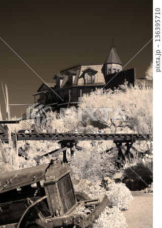 Goldfield Arizona, Restored Desert Mining Ghost Town Sepia Toned 136395710