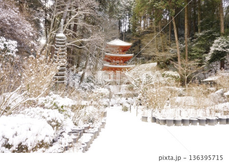 雪の降った日の多宝塔 136395715