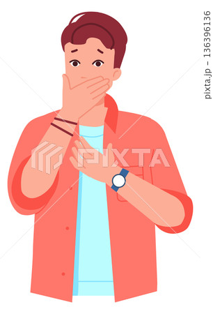 Shocked face man. Cartoon young boy character 136396136