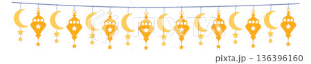 Ramadan bunting. Golden decorative garland color element 136396160