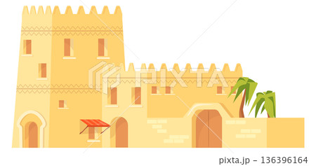Muslim architecture facade. Old military eastern castle 136396164