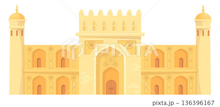 Middle east castle. Old stone palace cartoon icon Middle east castle. Old stone palace cartoon icon 136396167