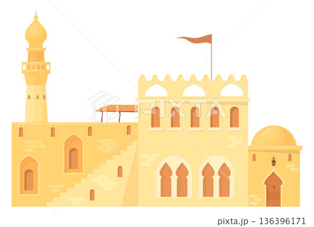 Old eastern building cartoon icon. Aged architecture 136396171