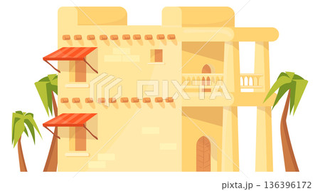 Eastern architecture cartoon icon. Arabic city building Eastern architecture cartoon icon. Arabic city building 136396172