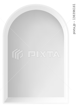 Arched window 3d mockup. Empty door frame white template Arched window 3d mockup. Empty door frame white template 136396181