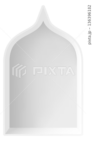 Decorative arch window mockup. White arabian facade element Decorative arch window mockup. White arabian facade element 136396182