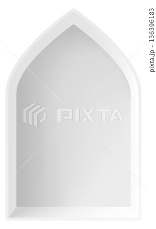 Arabic window blank white template. 3d architectural element Arabic window blank white template. 3d architectural element 136396183