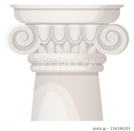 Ionic order icon. White marble capital top 136396201