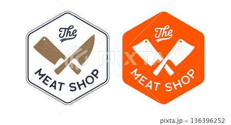 Butcher knives sign. Silhouette butcher knives 136396252