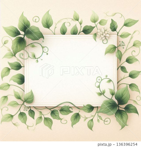 蔦に囲まれたメッセージカード 136396254