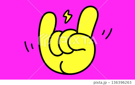 Rock gesture for music festival. Hand sticker 136396263