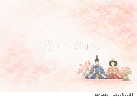 ひな祭り・桃の節句:画面下部に桃を配した縦型背景 ひな祭り・桃の節句:画面下部に桃を配した縦型背景 136396321