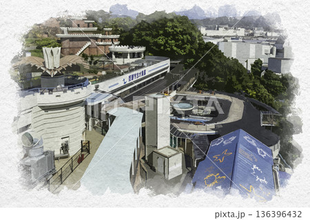 水彩画風　姫路　姫路市立水族館　兵庫県姫路市 136396432