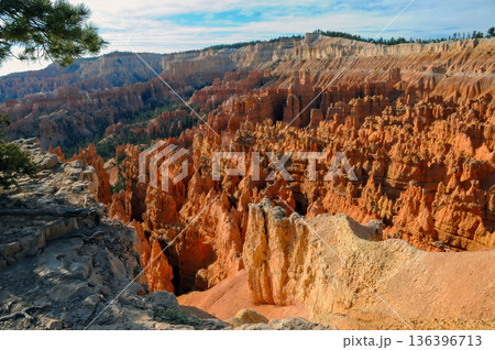 View of Bryce Canyon with rock formations and blue sky during daytime View of Bryce Canyon with rock formations and blue sky during daytime 136396713
