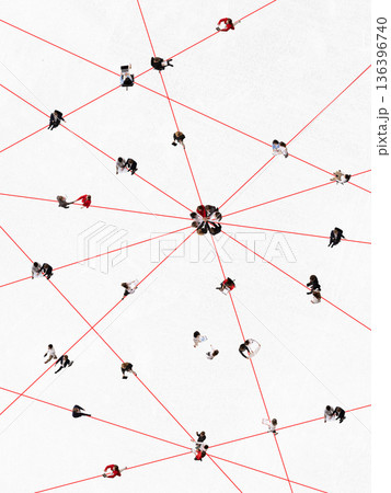 Strategic design of business people network connected by red lines. 136396740
