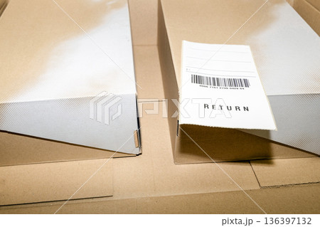 close up of paper box and inscription 136397132