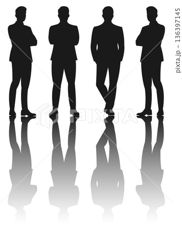 スーツ姿の男性セット シルエット スーツ姿の男性セット シルエット 136397145