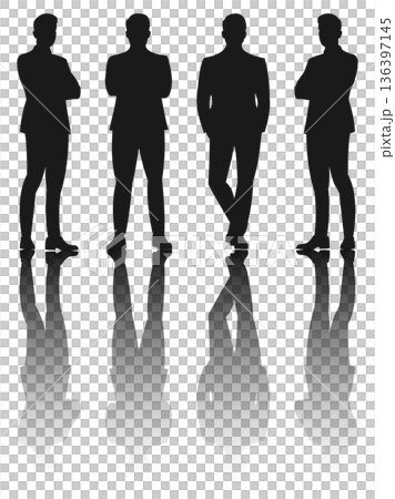 スーツ姿の男性セット シルエット スーツ姿の男性セット シルエット 136397145