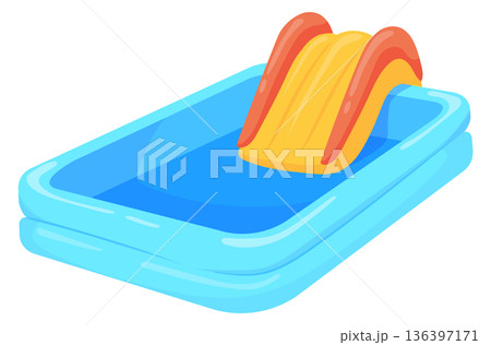 Water slide. Pool park summer attraction cartoon icon 136397171