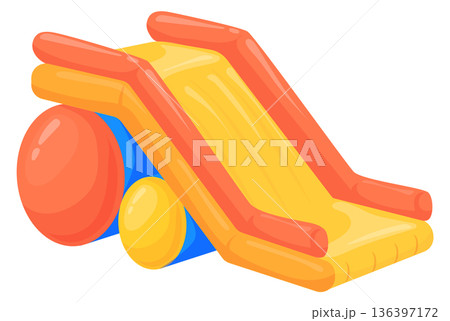Rubber park slide. Inflatable amusement color ride 136397172