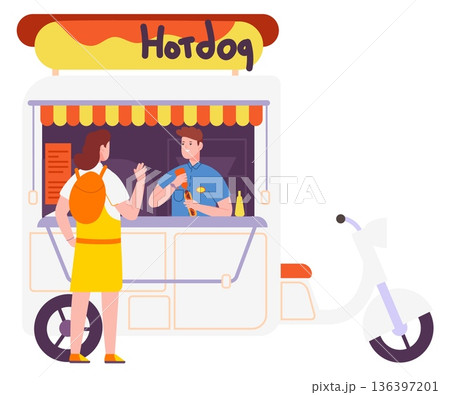 Hot dog cart street food market stand 136397201