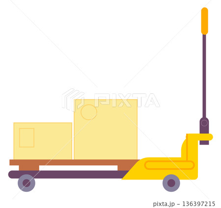 Storage pallet jack color icon. Cargo moving machine 136397215