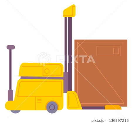 Fork truck color icon. Warehouse crate stacker Fork truck color icon. Warehouse crate stacker 136397216