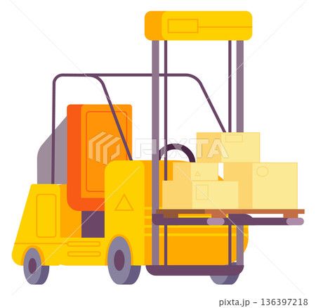 Industrial box stacker. Cargo loader machine icon 136397218