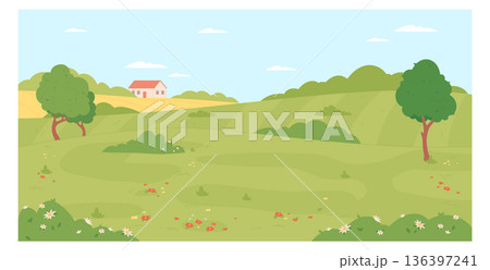 Countryside background. Green summer landscape empty scene 136397241