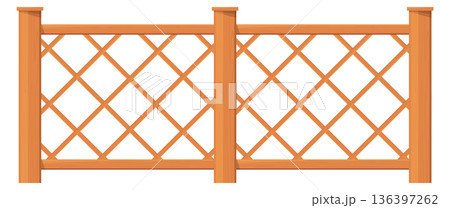 Wooden lattice fence. Park barrier. Outdoor decoration 136397262