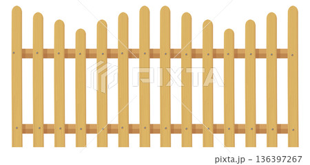 Wooden railing barrier. Decorative plank cartoon fence Wooden railing barrier. Decorative plank cartoon fence 136397267