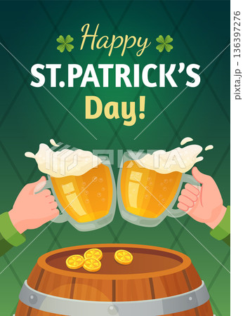 Happy Patrick day party flyer. Traditional holiday banner Happy Patrick day party flyer. Traditional holiday banner 136397276