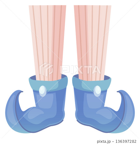 Festive magic shoes on fool legs. Cartoon funny feet 136397282